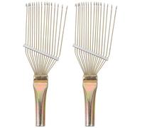 2pcs Wool Combs for Sheep Wool Heavy Duty Steel Livestock Rakes | Lightweight, Wear Resistant Build, Portable Design, Comfortable Handle, Golden Finish, for Cats and Dogs Random Style