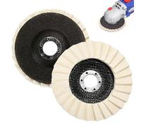 2Pcs Wool Polishing Flap Disc, 115mm Angle Grinder Wheel | Wool Polishing Wheel Discs, Premium Wool Felt + Fiber Web, 115x22mm, For Stainless Steel/Marble/Car Waxing/Jade Polishing.