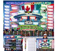 2PCS World Cup Football 2026 Interactive Foldable Poster 2026 World Cup Ball Competition Schedule Includes 8 Double Sided Adhesive Rings And A Flag-Themed Ballpoint Pen Fan Gifts Bar Display 87x58cm