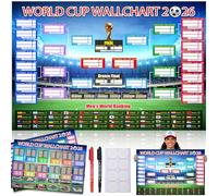 2PCS World Cup Football 2026 Interactive Foldable Poster Team Information for Each Continent 2026 World Cup Ball Match Schedule Handwritten Watercolor Pen Round Double Sided Tape Fan Gifts 50x70cm