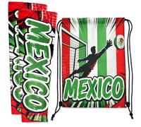 2PCS World Cup Mexico Drawstring Bag and Arm Sleeves Set World Cup Merchandise Sleeves to Cover Arms for Men Women Adult Mexico Drawstring Soccer Bag Suitable for Sporting Events and Everyday Use