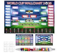 2Pcs World Cup Wall Chart 2026 set with Marker Pen, interactive Foldable Poster, for Team Information and World Cup Football Match Schedule Chart Bedroom Gymnasium Wall Display 87x58cm