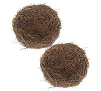 2pcs Woven Rattan Bird Nest Ornament 12cm for Garden Tree Decor | Coffee Colour, Rustic Minimalist Style, Versatile Outdoor Ornament, Fine Craftsmanship, Charming Landscape Accent
