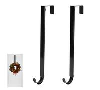 2PCS Wreath Hanger for Front Door, 15-24inch Adjustable Over The Door Hanger Hooks Wrought Iron Garland Hook for Porch Decor (Black)