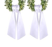 2pcs Wreath Sash for Front Door 56" L x 4.5" W - Blank Satin Wreath Sash for Door Decor Embroidery Plain Wreath Sash Wreath Accessories for Party Porch