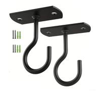 2PCS Wrought Iron Hooks for Ceiling and Wall Hanging, Plant Hooks for Hanging Lamps, Lanterns, Tools, Clothes, and More with Strong Load Capacity (Black)