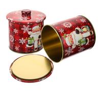 2pcs Xmas Tins Storage Box for Christmas Party Candy Gifts | Iron Build, Sealed Lid Design, Red Festive Style, Decorative Wrapping Box for Sweets and Party Use
