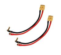 2Pcs XT60 Female Plug Adapter to 90° 4.0mm 18mm Gold Plated Connector Charge Lead Cable 12awg 10cm for Lipo Battery Charger