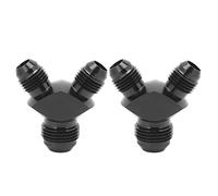 2PCS Y Block Adapter Fitting AN8 to 2AN6 Leak Proof Anodizing Black Universal for Fuel Hose Line Fitting