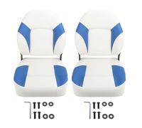 2pcs Yacht Captain Seat Water Resistant Soft Cushion with Backrest Fold Down Boat Seat for Yacht Ship Pontoon Durable PVC Leather High Elastic Memory Foam Filling Rustproof