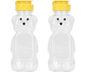 2Pcs Yellow 8 Oz Plastic Bear Honey Bottle Jars, Empty Honey Squeeze Bottle with Flip-top Lid for Storing and Dispensing, Yellow Flap Caps for Storing and Dispensing Garlic Presses Honey Containers fo