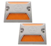 2pcs Yellow Aluminium Raised Road Reflector for Lane Edge Marking | Dual Yellow Reflective Surface, High-pressure Resistance, Low-maintenance Design, for Parking Stall Lines and Road