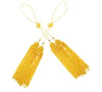 2pcs Yellow Chinese Tassels Cloth Martial Arts Training Decoration | Traditional Chinese Style, Secure Hanging Design, for Taichi , Collectors and Equipment Use