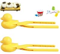 2Pcs Yellow Duck Rice Mold, Duck Snowball Maker Clip, Duck Butter Mold, Snowball Maker Tool with Handle, Snowball Maker, Cartoon Duck Snowball Maker Clip Snow Ball Kitchen Utensils and Gadgets