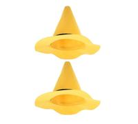 2pcs Yellow Felt Wizard Hats for Adults, Oversized Soft Pointed Witch Hats with Whimsical Design, for Halloween Seasonal Outfits and Cosplay Festivals