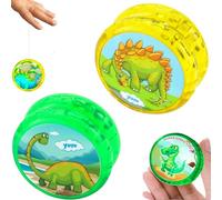 2Pcs Yellow & Green Colorful Light Up Dinosaur Yo-Yo - High Speed and Durable for Kids, Automatic Return for Beginners, Perfect for Parties and Family Bonding - 5.5cm