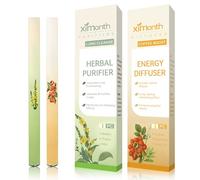 2Pcs Yellow & Green Herbal Diffuser Pen with Natural Essential Oils, Portable Anxiety Pen for Stress Relief and Relaxation, Reusable Herbal Inhaler for Office and Travel, Free of Harmful Chemicals