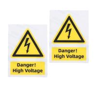 2pcs Yellow High Voltage Safety Sign Vinyl Electrical Warning Sticker | Self Adhesive Decal, UV Fade Resistant, for Breaker Boxes and Transformer Housings, Indoor Outdoor Use