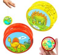 2Pcs Yellow & Red Interactive Light Up Yo-Yo with Vibrant Dinosaur Design - Perfect for Kids, Automatic Return, and Ideal for Entertaining String Tricks - 5.5cm