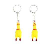 2Pcs Yellow Shrilling Screaming Chicken Keychain, Mini Rubber Squeeze Screaming Chicken, Gags and Practical Joke Pendant Keychain Prank Key Chain Novelty for Bags Keys Phones Keyrings, Keychains