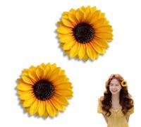 2Pcs Yellow Sunflower Hair Clips for Party Beach Vacation Wedding Bridal Barrettes, Christmas Party Hair Accessories