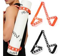 2Pcs Yoga Mat Straps for Carrying, Hearts Print Yoga Straps Yoga Mat Carry Strap, Adjustable Loops for All Mat Sizes, Yoga Accessories for Fitness,Pilates,and Stretching(Orange & Black)