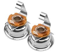 2Pcs Yootones 1/4 Inch Guitar Stereo Output Socket Jack Plug Compatible with Fender Telecaster TL Electric Bass Ukulele Guitar Accessories (Silver)