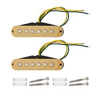 2Pcs Yootones Electric Guitar Single Coil Sound Pickup Audio Transducer Compatible with ST Guitar Replacement Part (Yellow)