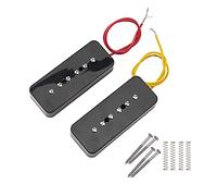 2Pcs Yootones P90 Pickup Bridge & Neck Single Coil Pickups Set N/B Compatible with Electric Guitar Parts Replacement (Black)