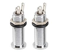 2Pcs Yootones Threaded Cylinder Output Jack Flush Mount Stereo Mono Jack Plug Sockets for Guitar EQ Pickup (Silver)