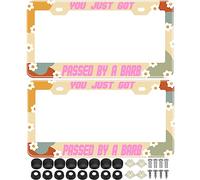 2Pcs You just got Passed by a Barb License Plate Frames Cover Holders Stainless Steel Barbz Fans License Plate Cover with Screw Caps Cover and Screwdriver Set - 2-Hole