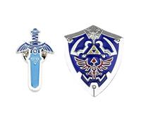 2pcs Zeldas Link's Hylian Shield Badge + Skyward Sword Brooch Pin Cosplay Collection
