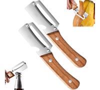2PCS Zero Snag Wooden Kitchen Tool, Zero Pressure Peeler, Multifunctional Vegetable Peeler with Wooden Handle and Bottle Opener, Ultra Sharp Stainless Steel Cutters Vegetable Peeler for Kitchen