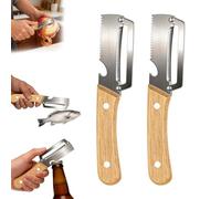 2Pcs Zero-Snags Wooden Peeler, Multifunctional Vegetable Peelers for Kitchen, Ultimate Kitchen Peeler, Zero-Snags Wooden Kitchen Tool for Fruits Fish Scales Pumpkin Papaya Zucchini