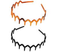 2PCS Zig Zag Headband - Black Plastic Wavy Hairs Comb Headbands for Women's Hair, Tooth Hair Bands for Women Men Girls (Non-Slip Hairband)