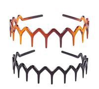 2Pcs Zig Zag Headband,Plastic Zigzag Comb Headbands Head Band Hairbands for Women,Adjustable Wavy Sharks Tooth Teeth Hair Comb Headband 2.5cm Wide Non-Slip Fashion Accessories for Lady Men Girls Adult