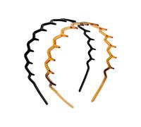 2pcs Zigzag Headband,90s Retro Style Bands Women's Hair Comb Headband Headwear Hair Hoop Accessory for Casual, Work, Exercise, or Skincare(Amber and Black)