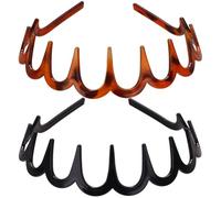 2PCS Zigzag Shark Tooth Headbands, Wavy Toothed Hair Comb Hoop, Non-Slip Plastic Fashion Hair Bands for Women Daily Use Yoga Spa Parties-2pcs Mixed color