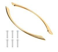 2pcs Zinc Alloy Curved Bridge Pull Handles Metal Cabinet Knobs for Wardrobe Doors and Furniture Drawers, 128mm Screw Centers, Gold Finish, Suitable for Kitchen Cabinets and Closets