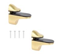 2PCS Zinc Alloy Floating Shelf Brackets - Adjustable Support Clips for Glass/Wooden Shelves(Golden 2pcs)