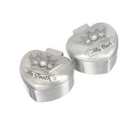 2Pcs Zinc Alloy Tooth Box for Kids First Deciduous Tooth Collection | Silver round Keepsake, Built-In High-Permeability Flannelette, Safe for Baby's Fingers and Hands, Christmas
