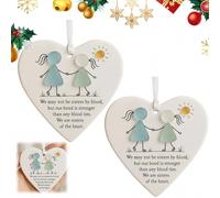 2PCSH/eart-Shaped Acr/ylic Friendship Decor,2D Friendship H/eart Keepsake,Wall Art Hanging Ornament for Friends,H/eart Ornament for Ch/ristmas Tree,Sea Glass Friendship Decorations,Keepsake for Adults