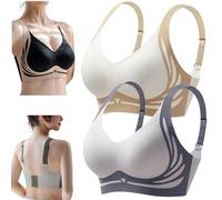 2pcsLifting Anti-Sagging Wireless Push-up Bra, Push-up Bra Without Wires,Breathable Breast Push-up Anti-Sagging Bra (2,XXL)