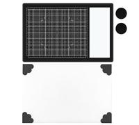 2PcsMagnetic Glass Craft Mat and Non-Stick Craft Mat Set Heat Resistant Glass Media Cutting Mat W/Magnets Gridlines and Measurements; for Stamping, Ink Blending, Stenciling Scrapbooking Craft Project