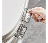 2PcsTransparent Gray Toilet Seat Lifter Tabs, Ergonomic Toilet Lid Handle | No-Touch Hygiene Bathroom Seat Lifters for Home, Office, Hotel & Public Restrooms