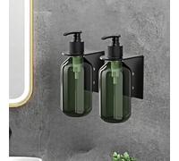 2pics 300ml Wall Mounted Bottle Soap Lotion Pump Dispenser for Shampoo Shower Gel Body Wash Manual Having Green Bottle and Stainless Steel (BLACK)