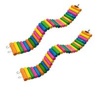 2Piece Hamster Colorful Bridge,Flexible Bendy Climbing Ladder Hanging Wooden Stairs Chew Toy for Bird Parrot Chipmunk Sugar Glider Gerbil Mice