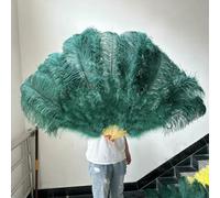 2Piece Peach Pink Ostrich Feathers Fans Foldable Hand Held Decor Plumes Fan Performance Fans Party Props Stage Show Props 130CM-Dark Green-100CM 1Pair(Two)
