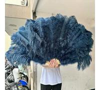2Piece Peach Pink Ostrich Feathers Fans Foldable Hand Held Decor Plumes Fan Performance Fans Party Props Stage Show Props 130CM-Navy Blue-130CM 1PCS Left