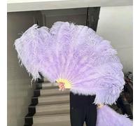 2Piece Peach Pink Ostrich Feathers Fans Foldable Hand Held Decor Plumes Fan Performance Fans Party Props Stage Show Props 130CM-Light Purple-130CM 1Pair(Two)